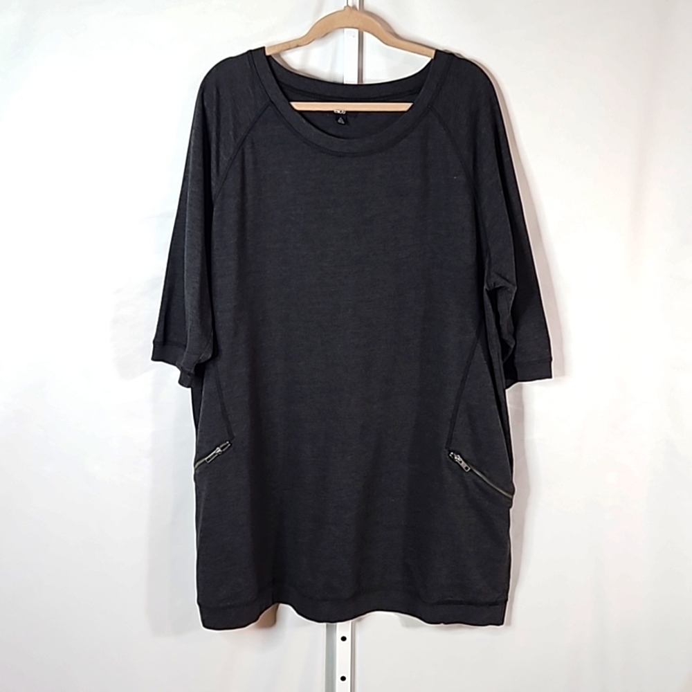 Ellos Black T-shirt Dress With Zippers Size 1X